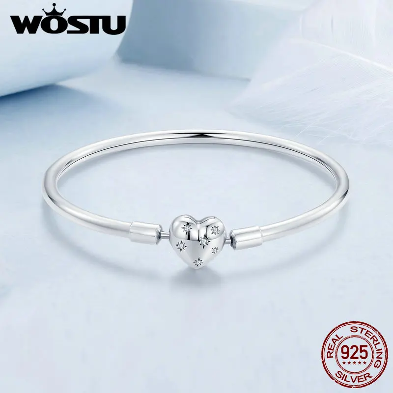 WOSTU Hot 925 Sterling Silver Starry Bracelet with Zircon White Gold Plated for Women Date Wedding Party Jewelry Gift FNB171