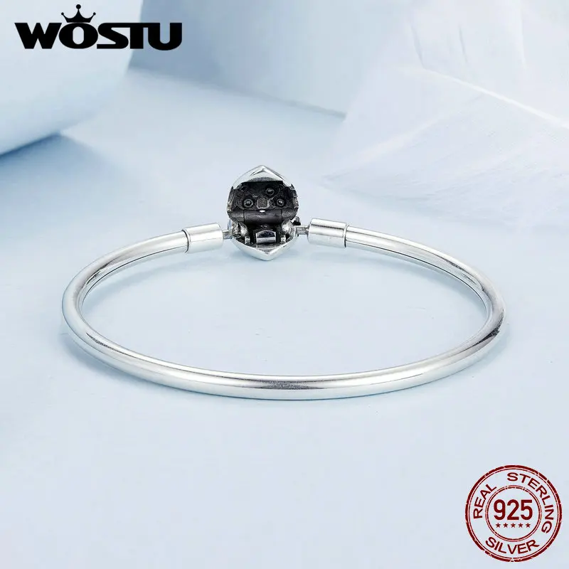 WOSTU Hot 925 Sterling Silver Starry Bracelet with Zircon White Gold Plated for Women Date Wedding Party Jewelry Gift FNB171