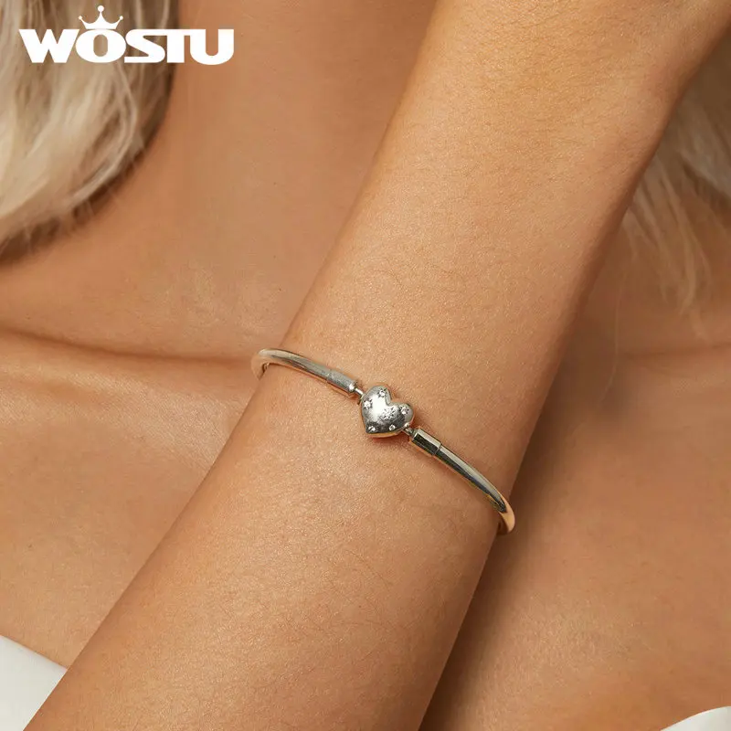 WOSTU Hot 925 Sterling Silver Starry Bracelet with Zircon White Gold Plated for Women Date Wedding Party Jewelry Gift FNB171