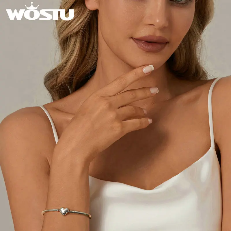 WOSTU Hot 925 Sterling Silver Starry Bracelet with Zircon White Gold Plated for Women Date Wedding Party Jewelry Gift FNB171