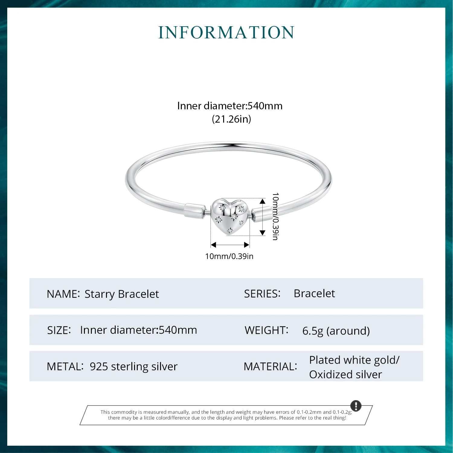 WOSTU Hot 925 Sterling Silver Starry Bracelet with Zircon White Gold Plated for Women Date Wedding Party Jewelry Gift FNB171