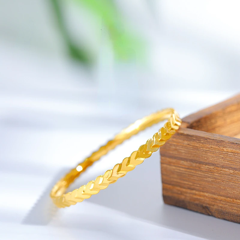 Explosive Flash Golden Wheat Shape Bracelet Bangles 18K Gold Bracelets for Women Lover Bracelet Gifts Not Fade