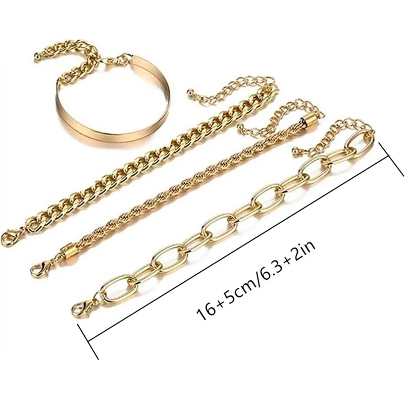 HNSP 4-piece Stainless Steel Bracelet Set For Women Jewelry Female Hand Chain Accessories