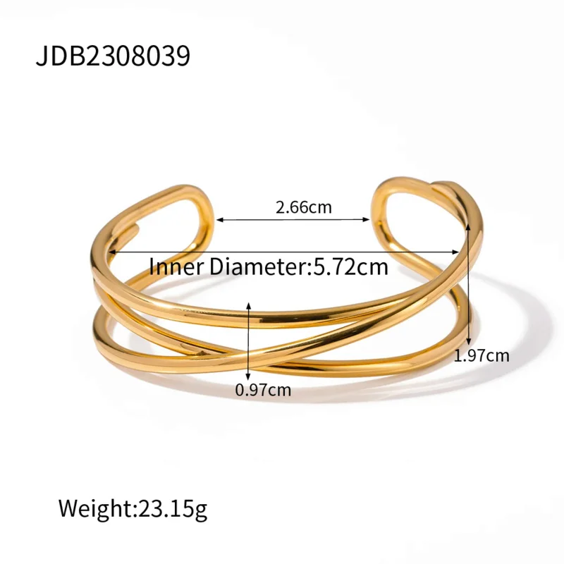 Stainless steel gold cufflink bracelet, metal texture, temperament, fashion, waterproof jewelry LL826