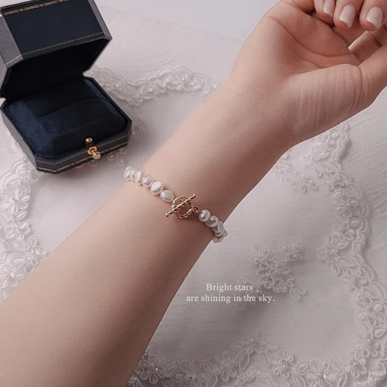 Natural Baroque Freshwater Pearl 14K Gold Filled Elegant Ladies Bracelet Promotion Jewelry For Women Christmas Gift Cheap