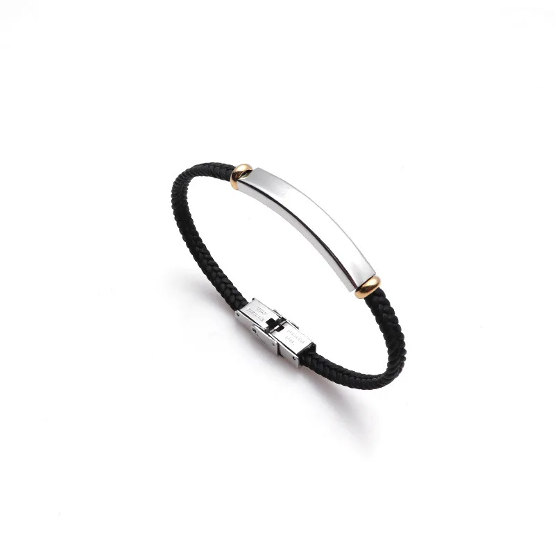 10pcs 5mm 21cm Length Simple Fashion Bracelet Stainless Steel  Leather Weaving Bracelets For Women Charm Bracelets For Friends