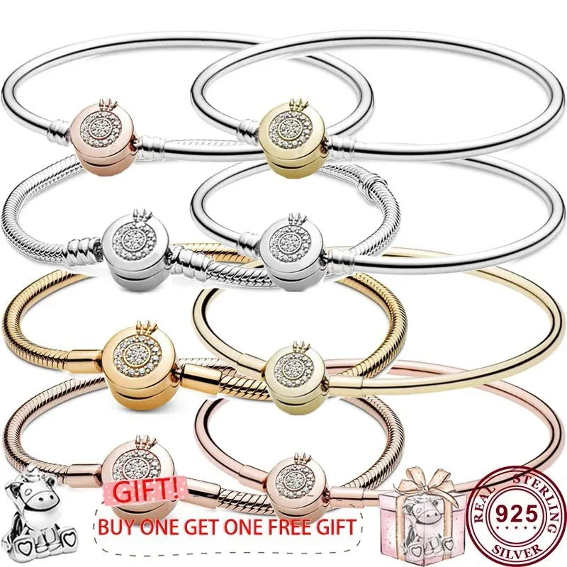 Hot 925 Silver Exquisite Crown Letter O Women's Classic Bracelet Women's Original High Quality Diy Fashion Charm Jewelry