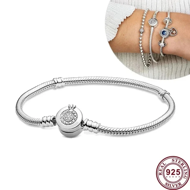 Hot 925 Silver Exquisite Crown Letter O Women's Classic Bracelet Women's Original High Quality Diy Fashion Charm Jewelry