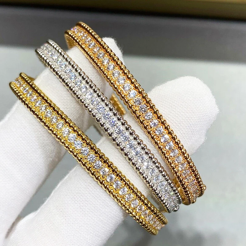Luxury High Quality Brand Jewelry 925 Sterling Silver Single Row Zircon Bracelet Women's Simple Fashion Temperament Party Gift