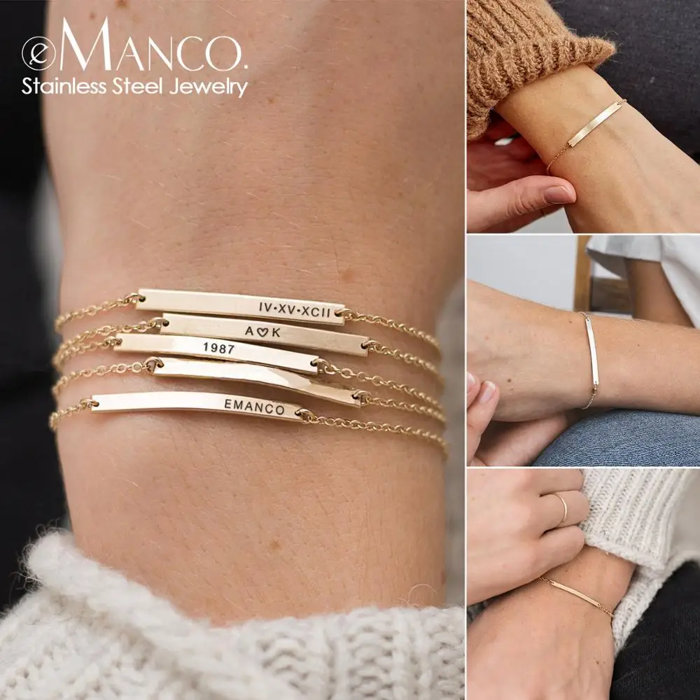 Engrave Name Women's Multilayer Bracelet for Women Paired Stainless Steel Bracelet Best Friend Female Wrist Bracelet Jewelry