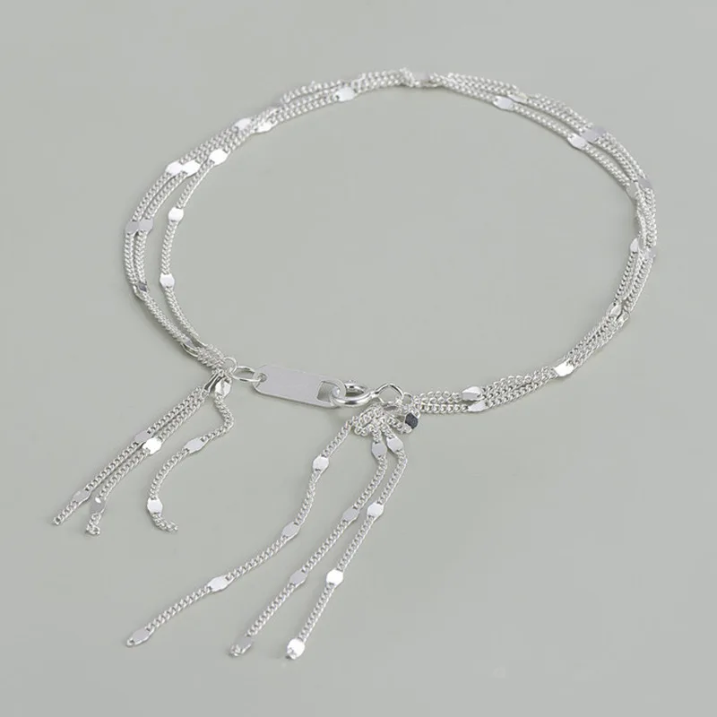 925 Sterling Silver Hiphop Thick Chain Bracelet for Women Men Vintage Simple Sparckling  Handmade Hasp Bracelet Birthday Gift