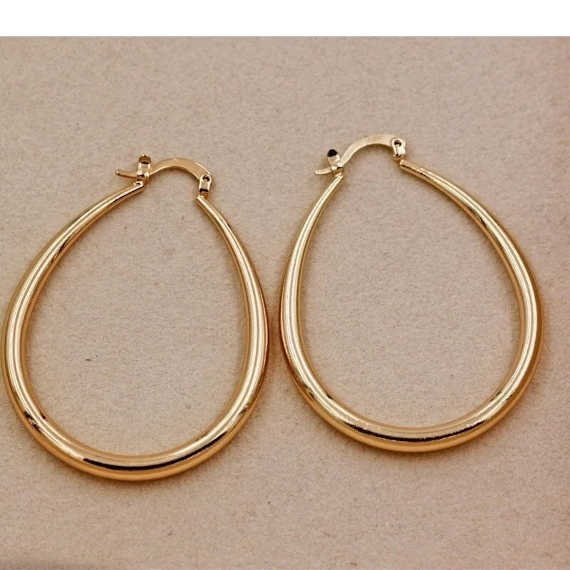 Shine Gold Color Women Earrings Fashion Smooth Hoop Earrings for Women Engagement Wedding Jewelry GiftProduct sellpoints