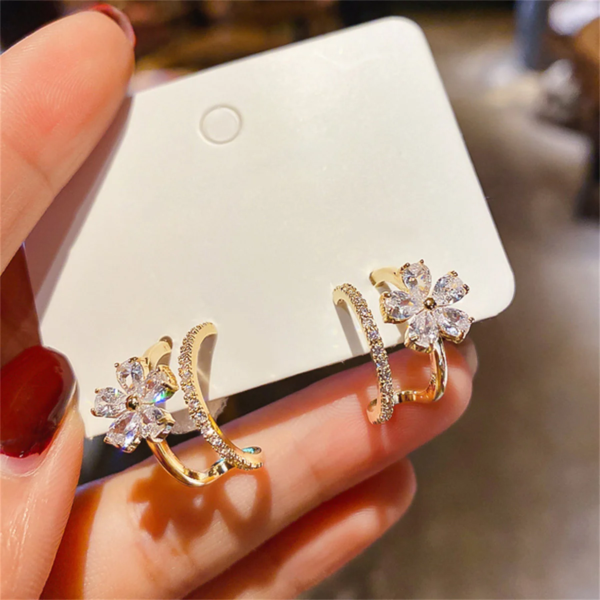Korean Fresh Cute CZ Hook Zircon Stud Earrings For Women Sweet Pearl Opal Flower Earring Girls Temperament Jewelry Gifts Hot