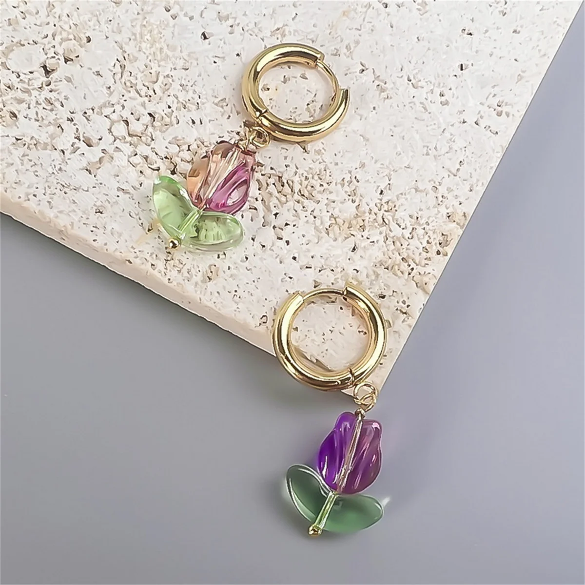 Korean Ins Style Niche Design Tulip Ear Buckle Fashion Sweet Elegant Earrings for Women Temperament Jewelry Versatile Gifts