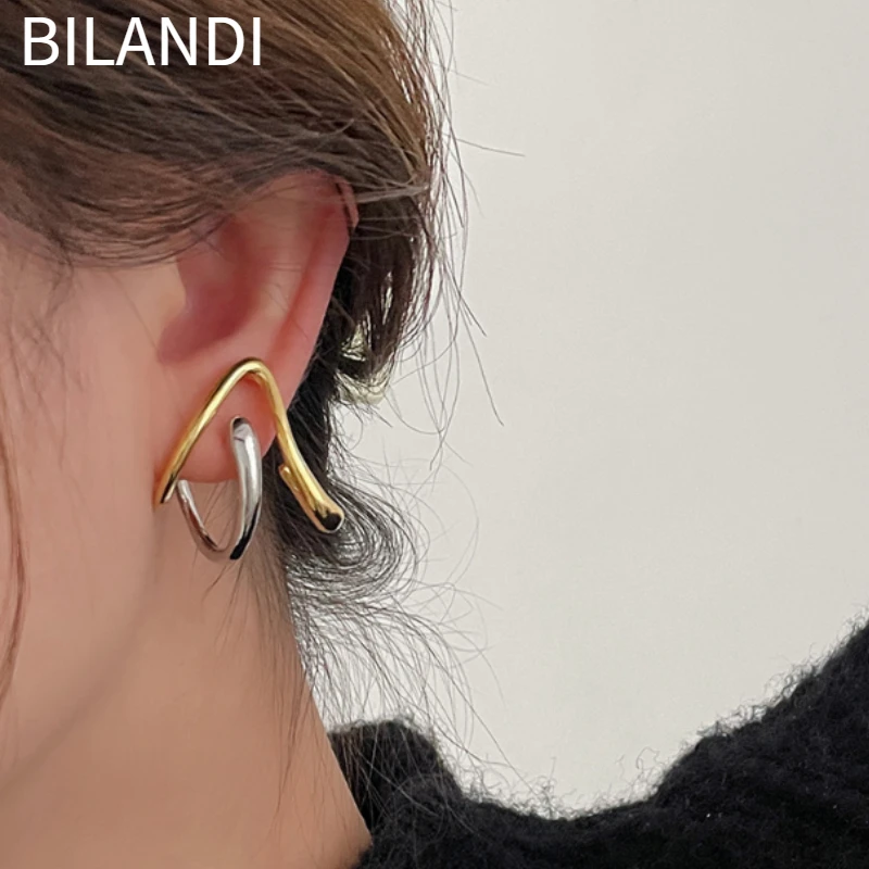 Bilandi Fashion Jewelry Sweet Korean Temperament Splicing Color Irregular Earrings For Women Fashion Accessories Hot Selling