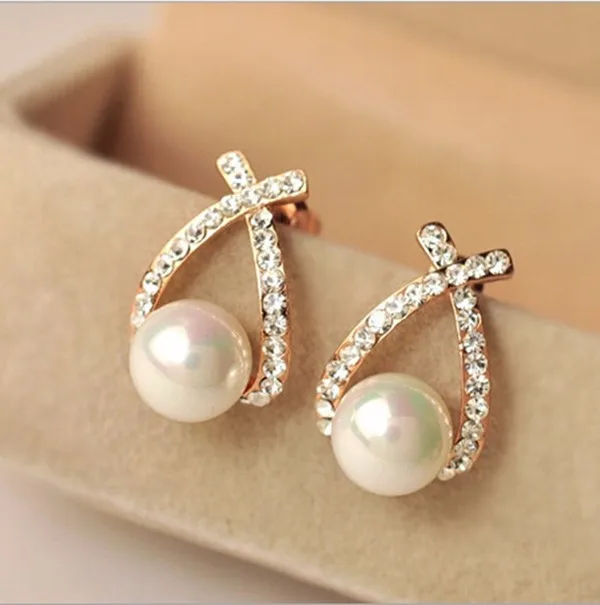 Hands Up Women Abstract Art Design Funny Simulated Pearl Stud Earrings Jewelry Wholesale