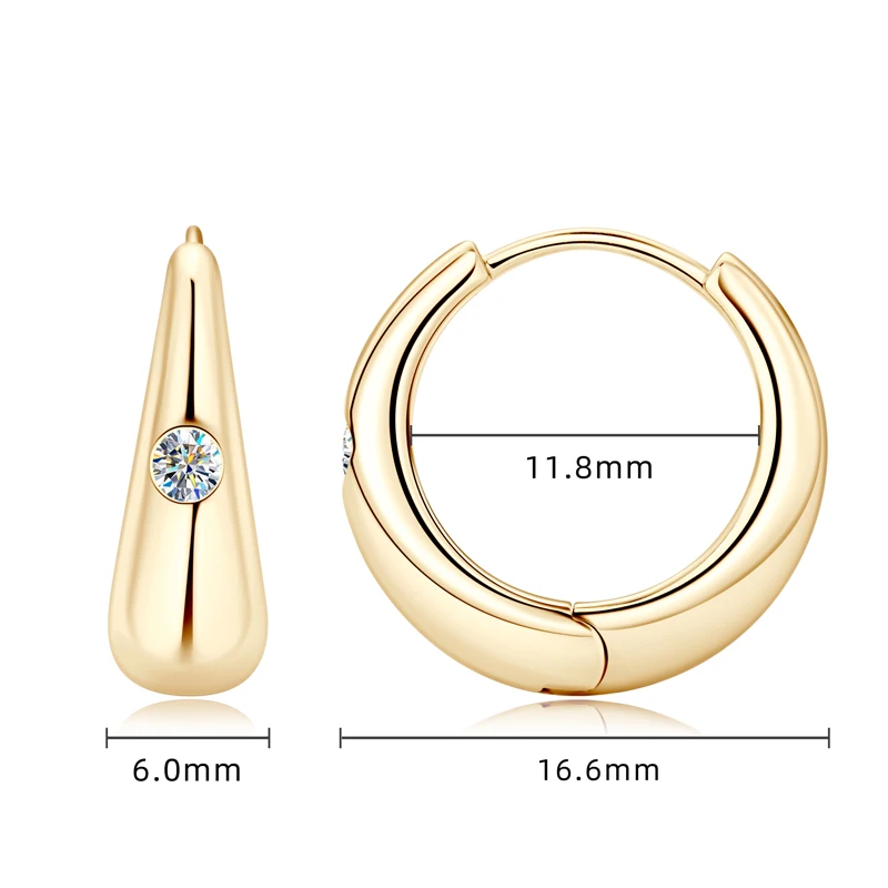 IOGOU Real 2.5mm Moissanite Huggie Hoop Earrings for Women Silver 925 Thick Chunky Hoops Earrings Trend 2023 Birthday Jewelry