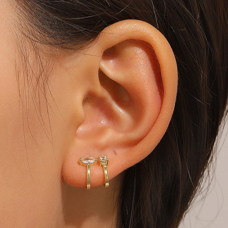JWER 1PC Elegant Interweave Earrings Rhinestone Pearl Ear Bone Clip Without Ear Hole Sweet for Women Ear Cuff Jewellery