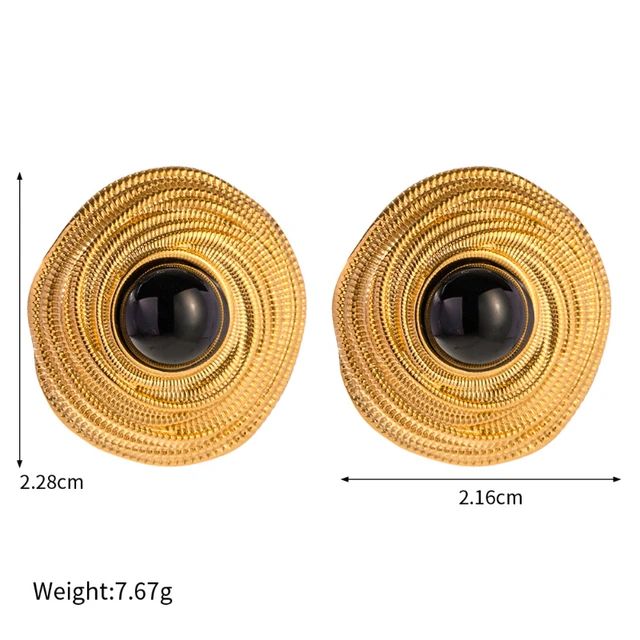 Bilandi Trendy Jewelry Vintage Texture Metal Black Stud Earrings For Women Girl Gift Fine Accessories Hot Sale