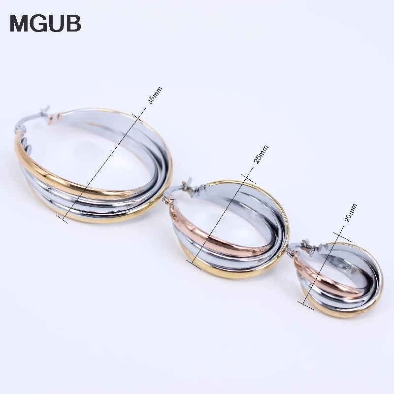 Top Quality smooth Two styles Stainless Steel Hoop Earrings Big Circle Fashion Jewelry for Women Gold Color Earrings LH701