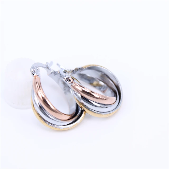 Top Quality smooth Two styles Stainless Steel Hoop Earrings Big Circle Fashion Jewelry for Women Gold Color Earrings LH701