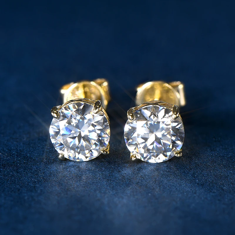 IOGOU Real 10k 14k Gold Small Stud Earring 6.0mm 0.8ct Moissanite Diamond Screw Back Earrrings for Men Women Accessories Jewelry