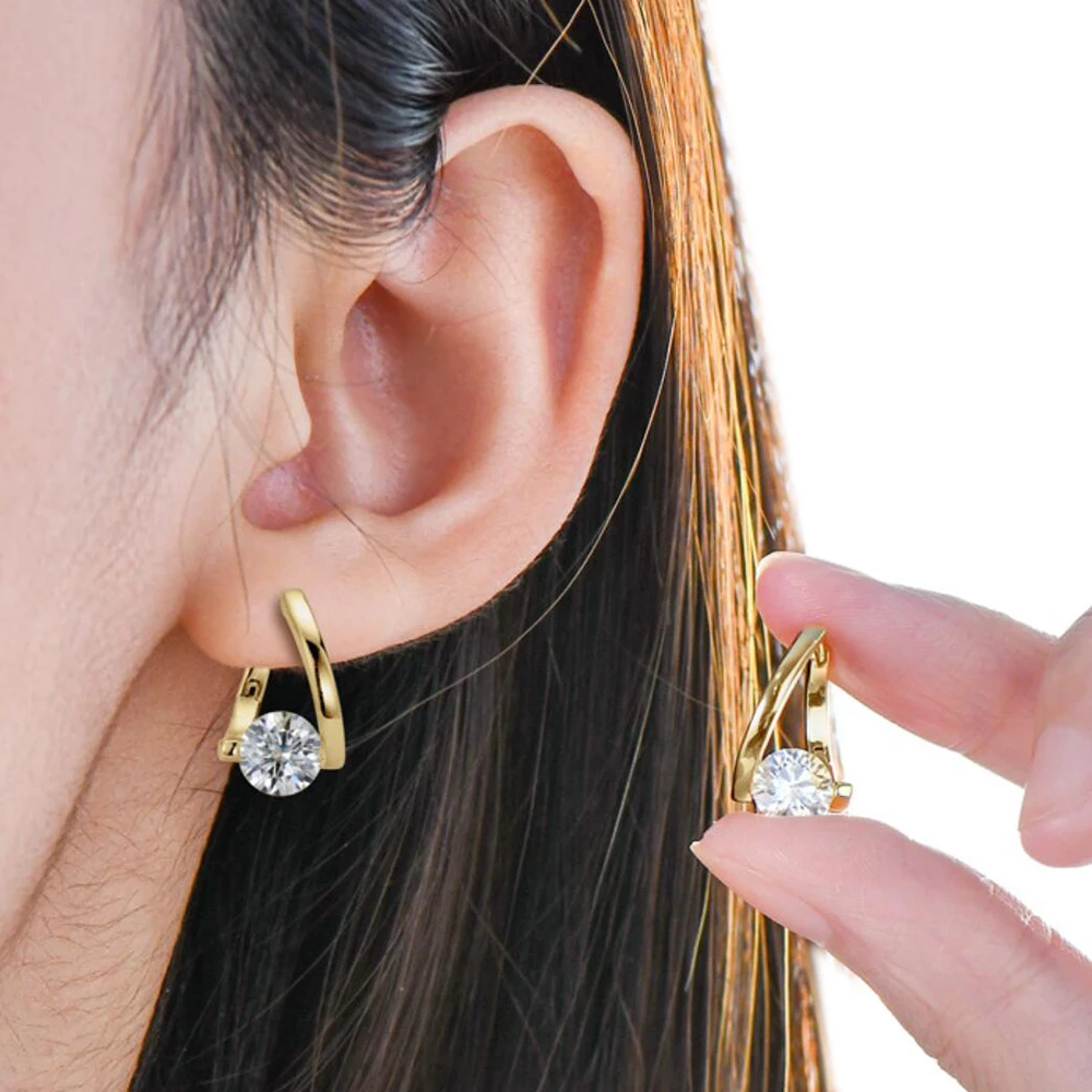 Sweetrain 1.0ct D Color Moissanite Earrings for Women 925 Sterling Sliver Twisted Hoop Earring Wedding Party Fine Jewelry GRA