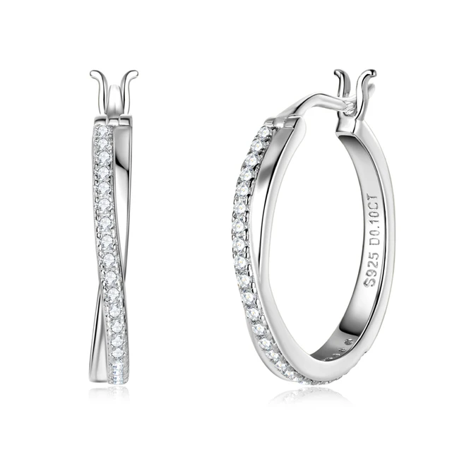IOGOU Classic Full Moissanite Hoop Earrings for Women 925 Sterling Silver 2024 New In Jewelry With Certificate Valentine Gift