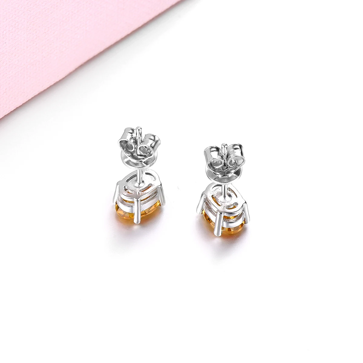 Natural Genuine Citrine S925 Silver Stud Earrings Oval Faced Cut Fine Elegant Gemstone Jewelry Women's Favorite Style Gifts