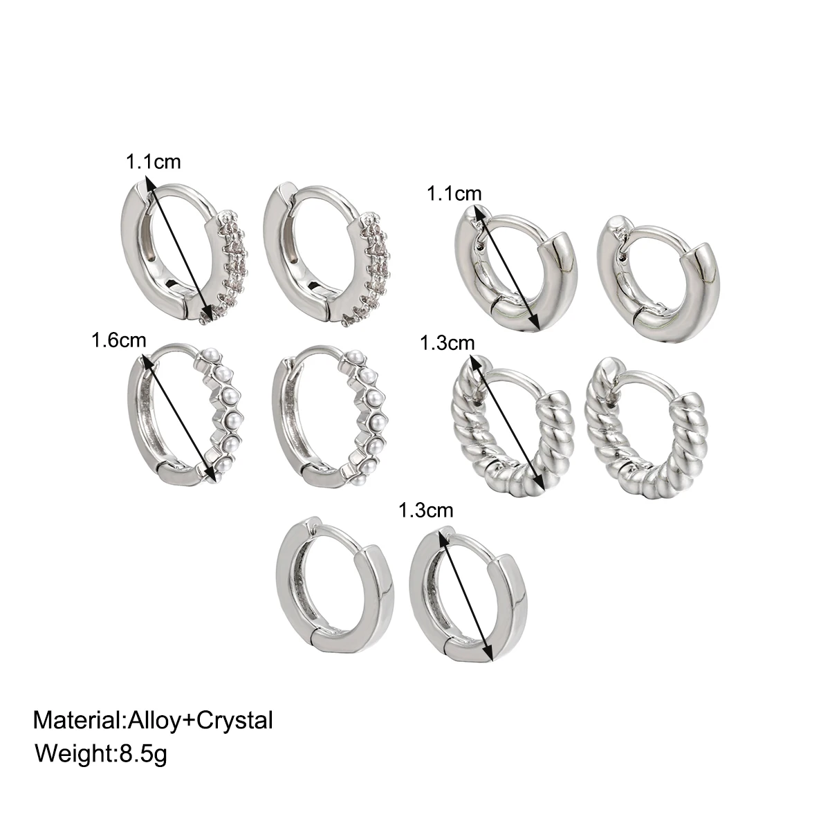 17KM Silver Color Small Circle Hoop Earrings for Women Girls New Fashion Vintage Personality Dangle Earring Set Jewelry Party