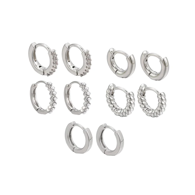17KM Silver Color Small Circle Hoop Earrings for Women Girls New Fashion Vintage Personality Dangle Earring Set Jewelry Party