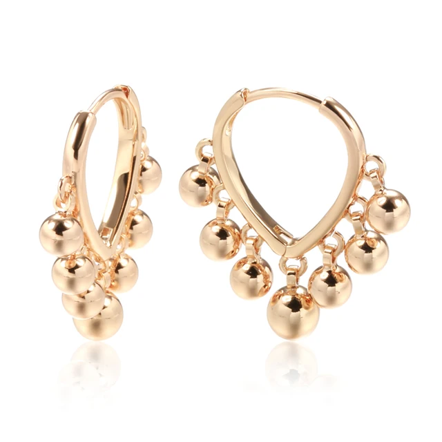 Kinel Glossy Ball Tassel Earrings for Women Fashion 585 Rose Gold Color Dangle Earrings Modern Wedding Party Daily Jewelry