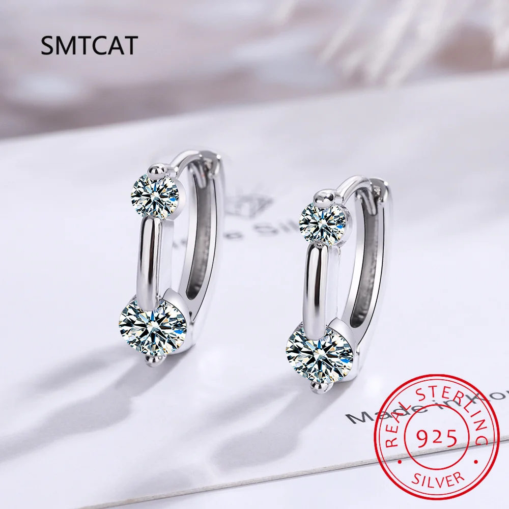 Full Moissanite Hoop Earrings 925 Sterling Silver with 18K Gold Plated Wedding Luxury Jewelry Gift Passed Diamond Tester