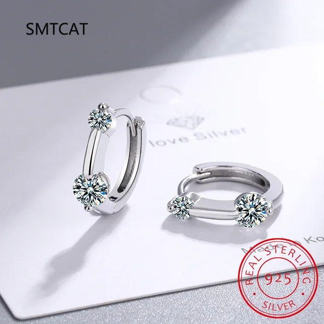Full Moissanite Hoop Earrings 925 Sterling Silver with 18K Gold Plated Wedding Luxury Jewelry Gift Passed Diamond Tester