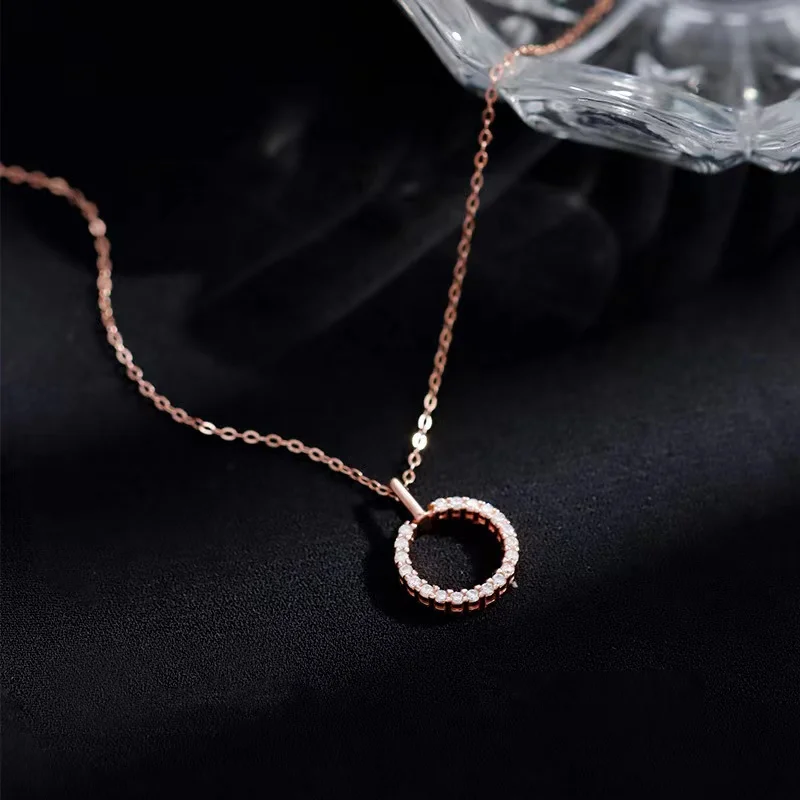 925 Sterling Silver Round Necklace Zircon Geometric Pendant Chanis Sparkling Choker Party Favor Women Fashion JewelryProduct