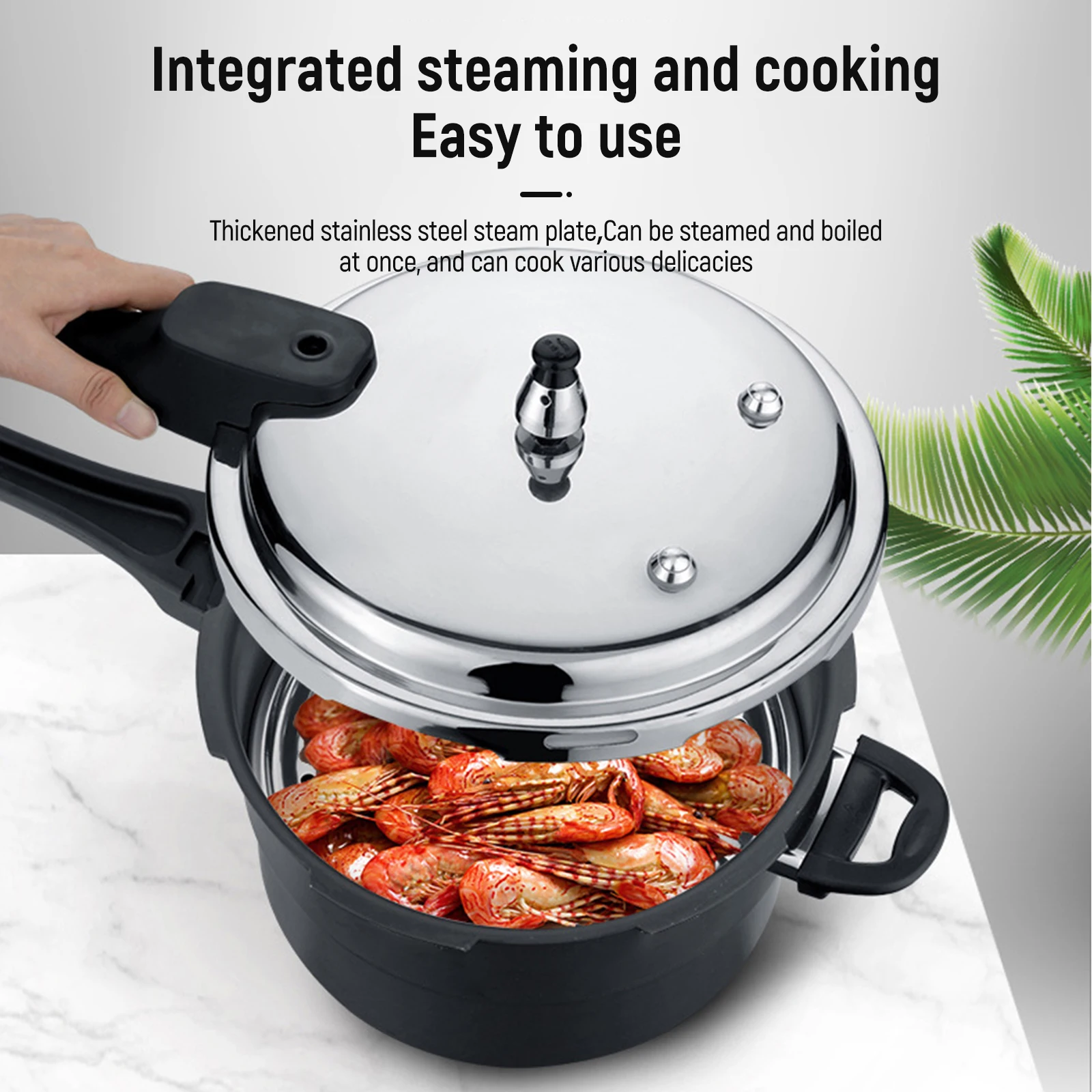 4L-10L Ultra-Durable 403 Stainless Steel Pressure Cooker for Gas and Induction Stoves with Non-Stick Coating and Safety Features