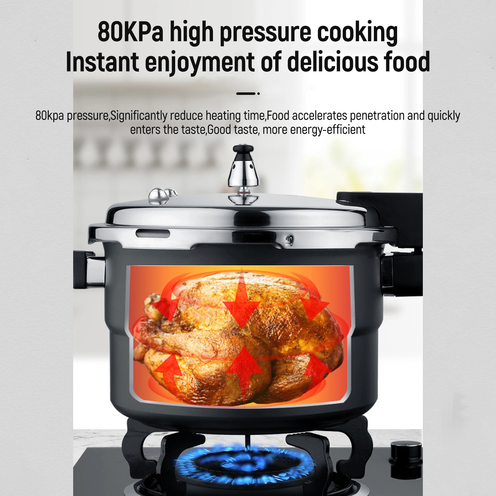 4L-10L Ultra-Durable 403 Stainless Steel Pressure Cooker for Gas and Induction Stoves with Non-Stick Coating and Safety Features