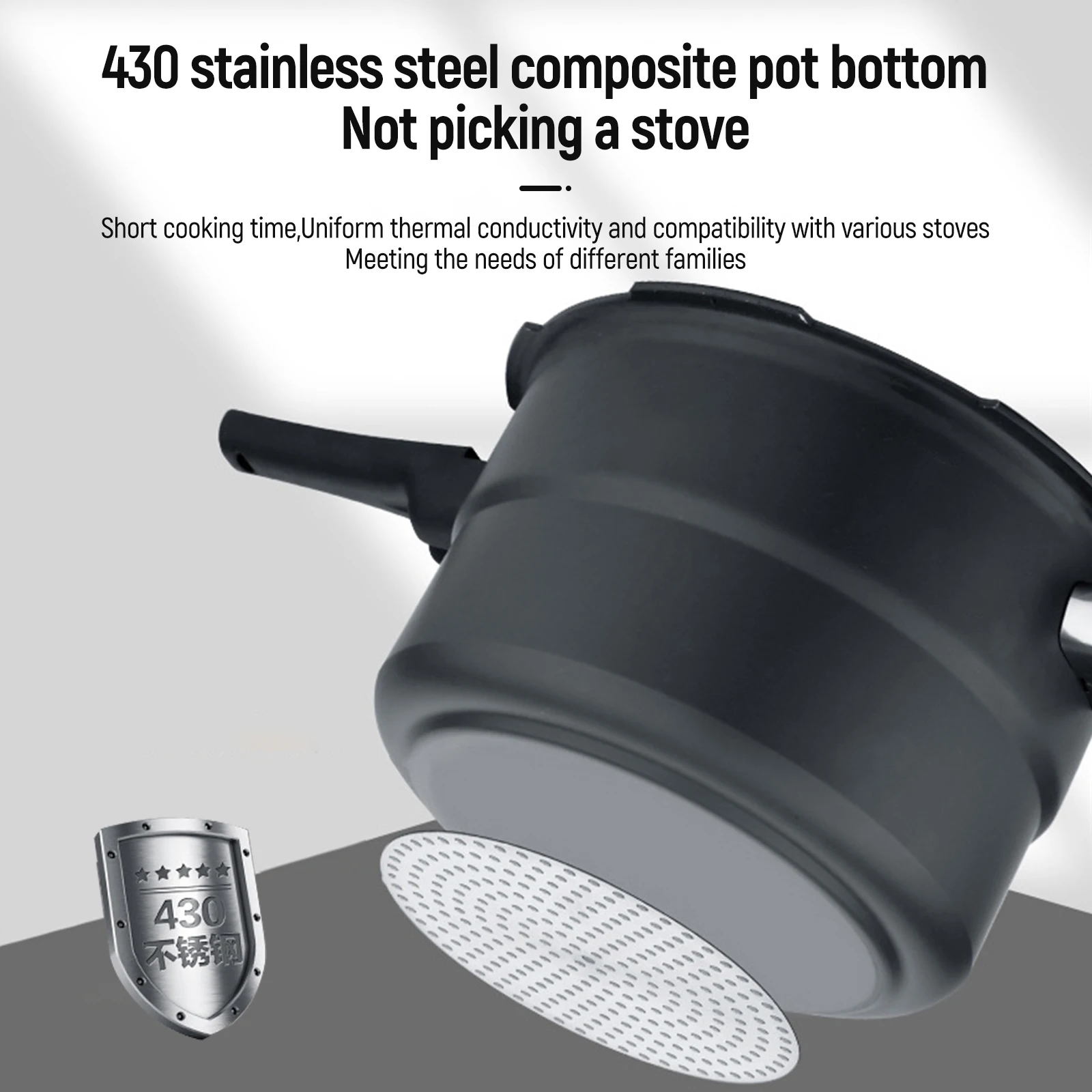 4L-10L Ultra-Durable 403 Stainless Steel Pressure Cooker for Gas and Induction Stoves with Non-Stick Coating and Safety Features