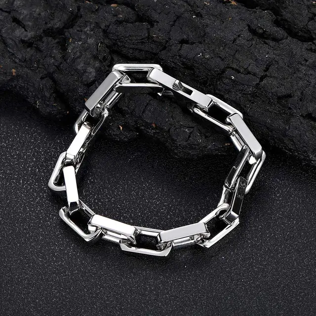 Custom Cool Square Cuban Link Splicing Bracelet For Men Women 18K Gold Black Red Color Punk Casual Curb Chain Bracelet