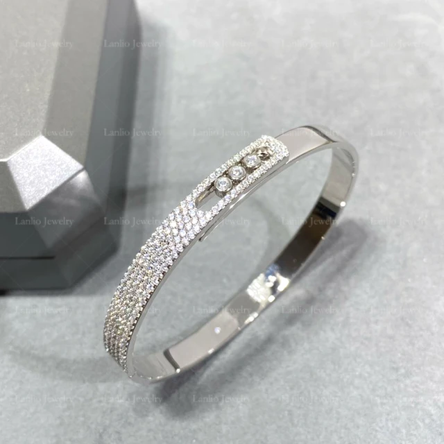 High quality 925 sterling silver full diamond sliding bracelet Ladies fashion ethos Luxury brand jewelry party gift