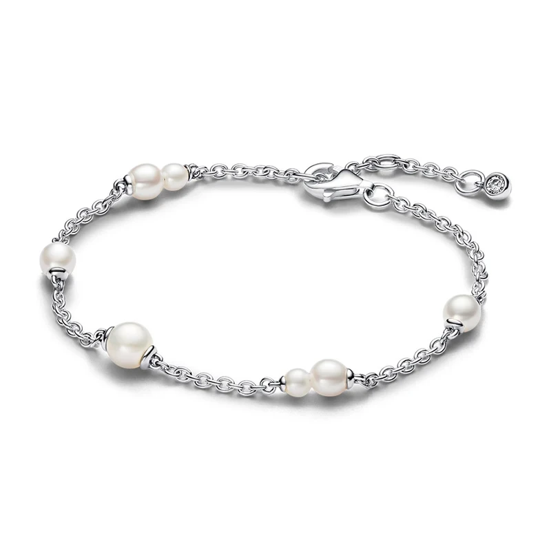 925 Pure Silver Women's Sparkling Pearl Original Bead Logo Bracelet DIY Charming Jewelry Gift Fashion Light Luxury