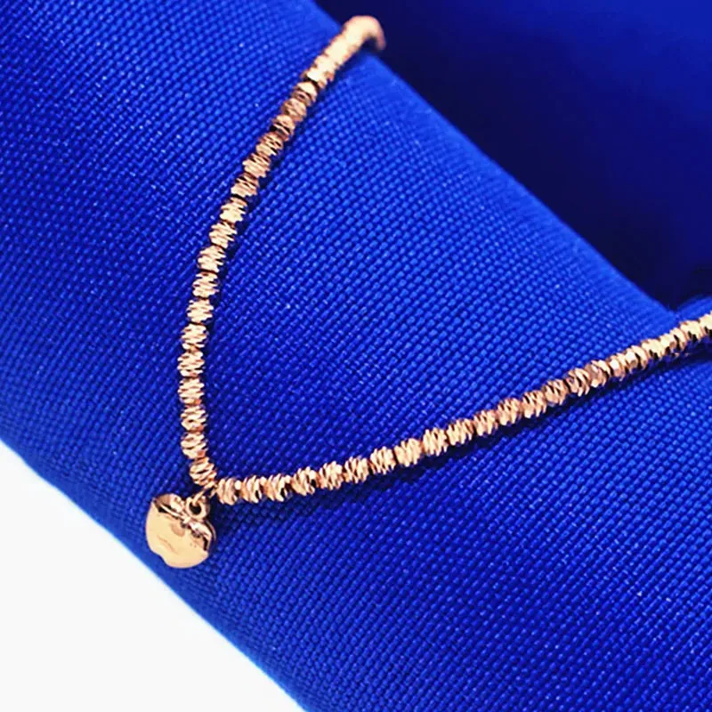 585 Purple Gold Plated 14K Rose Gold Glossy Heart Bead Bracelet For Women Fashion Exquisite Romantic Wedding Jewelry