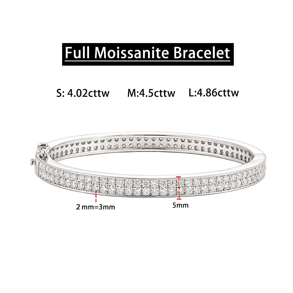 Serenity Day Real D Color 2mm Full Moissanite Wedding Bracelet For Women Man Gift S925 Silver Plated 18K Gold Color Fine Jewelry
