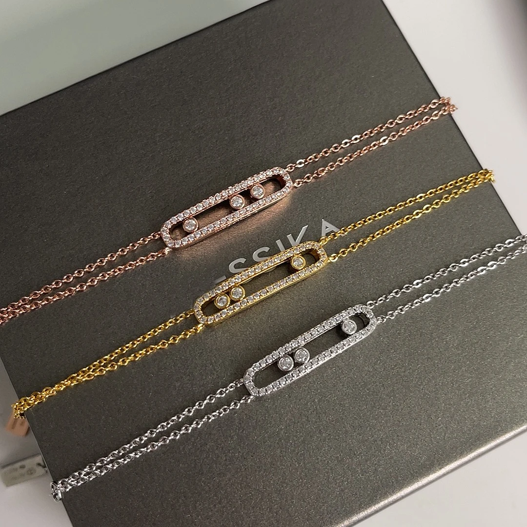 Classic Fashion Luxury Brand Jewelry 100% 925 Sterling Silver Move Diamond Bracelets Women's Gift