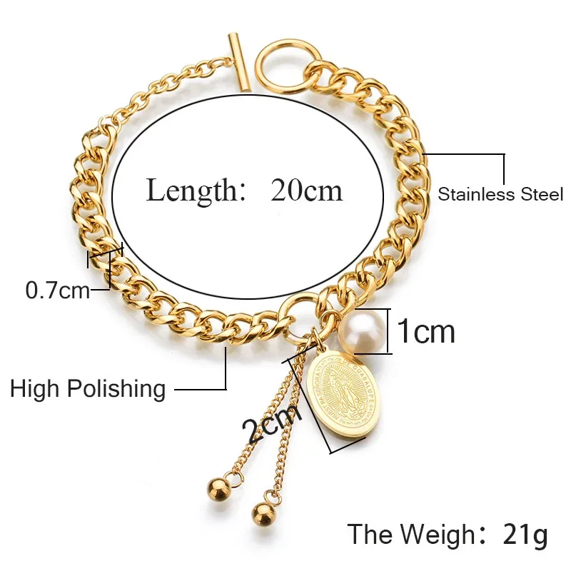 Stainless Steel Heart Tassel Multilayer Charm Bracelet for Women Wedding Jewelry pulseras mujer TSB22614