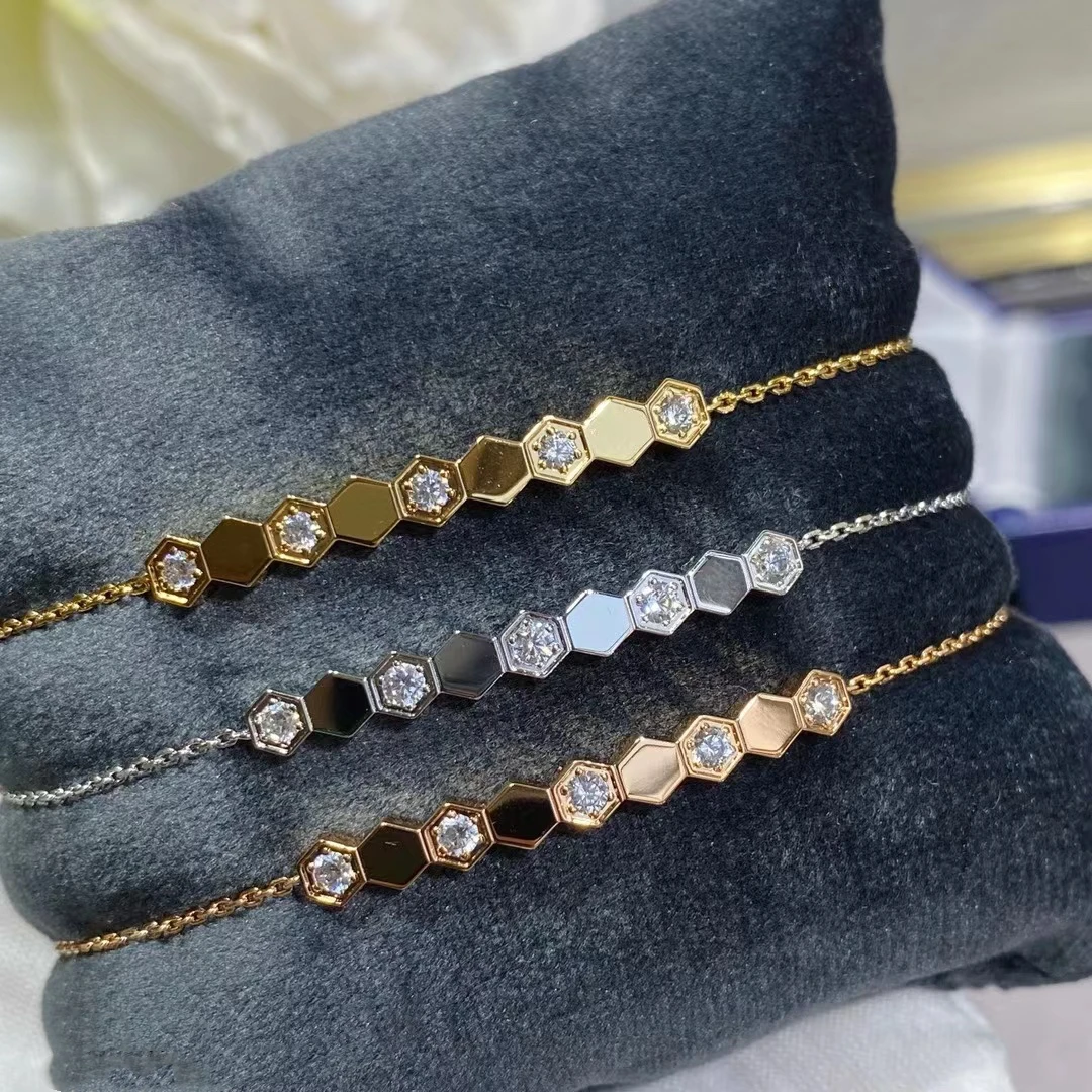 925 Sterling Silver Zircon Honeycomb Bracelet Ladies Simple Temperament Fashion Brand Luxury High Jewelry Gift