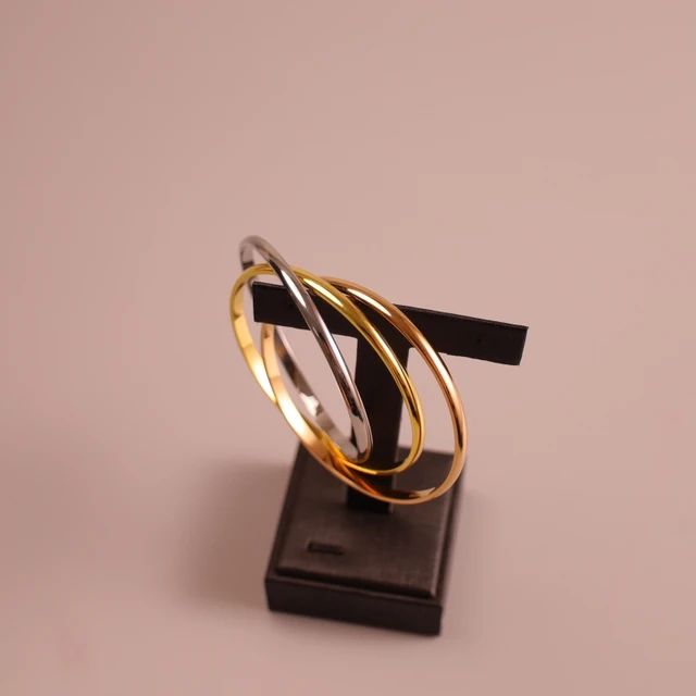 Classic 925 sterling silver three color three ring interwoven bracelet, minimalist banquet fashion jewelry luxury brand