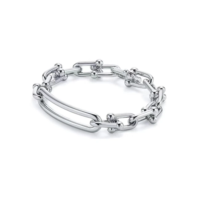1:1S925 Sterling Silver Classic Simple Large U Bar Lifting Bracelet, Women Luxury Holiday Jewelry Gift