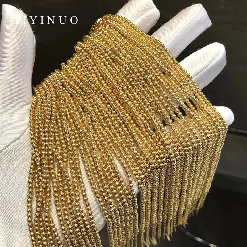 TIYINUO Authentic 18K Real Gold AU750 Beads Bracelet Adjustable Classic Romantic Gift Present For Woman Girlfriend Fine Jewelry