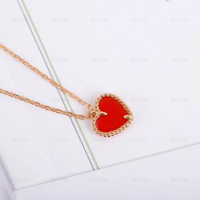 Europe's top jewelry rose gold red chalcedony heart shaped necklace bracelet set Women's fashion luxury brand